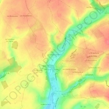 Les Sables d'Olonneの地形図、標高、地勢