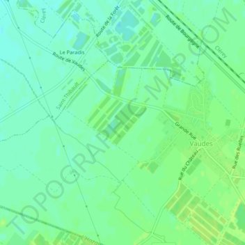 Champonの地形図、標高、地勢