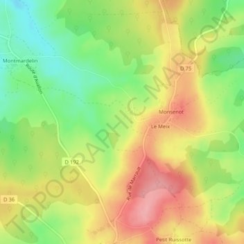 La Tourの地形図、標高、地勢
