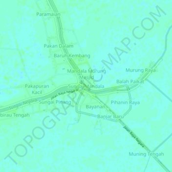 Sungai Mandalaの地形図、標高、地勢