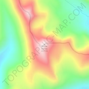 Mount Barneyの地形図、標高、地勢
