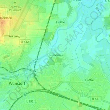 Blumenauの地形図、標高、地勢