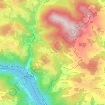 Gloxwald Siedlungの地形図、標高、地勢