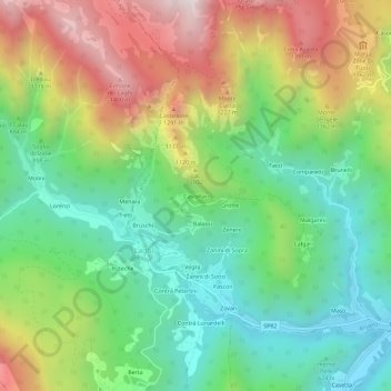Castellanの地形図、標高、地勢