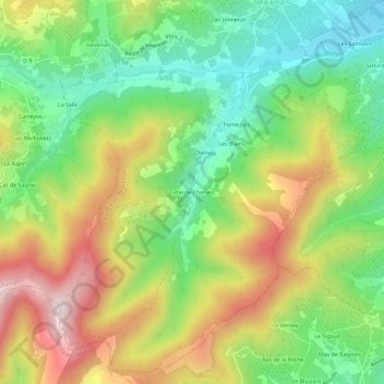 Cime de Chervesの地形図、標高、地勢