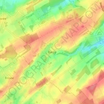 Barsyの地形図、標高、地勢