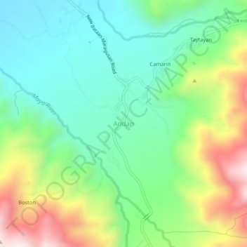 Andapの地形図、標高、地勢