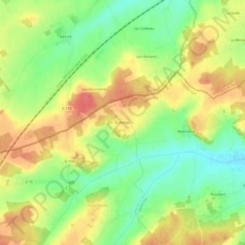 Le Perronの地形図、標高、地勢