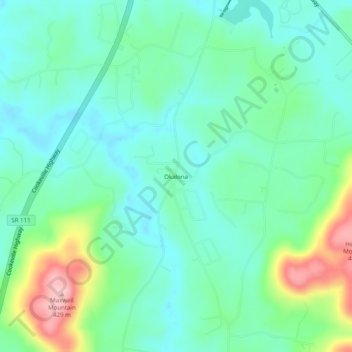 Okalonaの地形図、標高、地勢