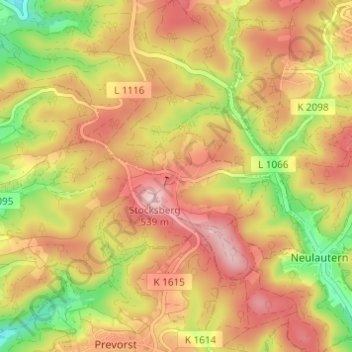 Stocksbergの地形図、標高、地勢