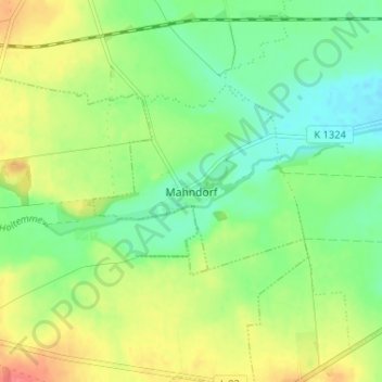 Mahndorfの地形図、標高、地勢