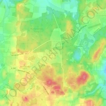 Rothenfeldの地形図、標高、地勢