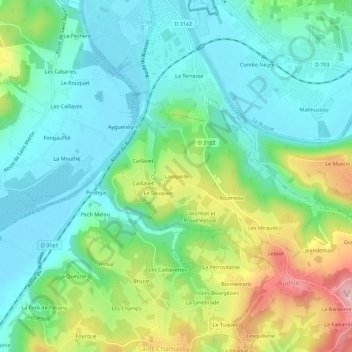 Lacépèdeの地形図、標高、地勢