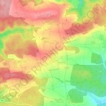 Pappelauの地形図、標高、地勢