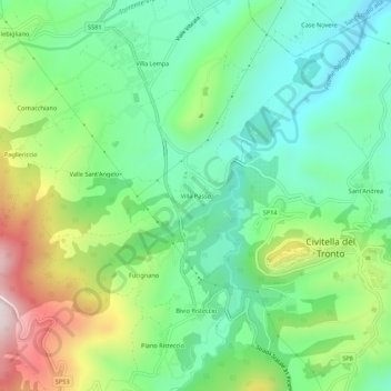 Villa Passoの地形図、標高、地勢