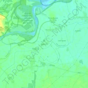 Baracconiの地形図、標高、地勢
