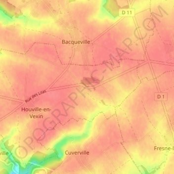 Marcouvilleの地形図、標高、地勢