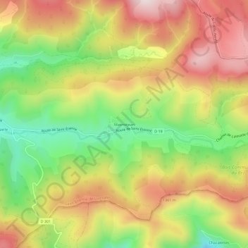 Masméjeanの地形図、標高、地勢