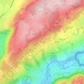 Cernembertの地形図、標高、地勢