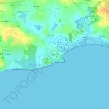 Beg Lannの地形図、標高、地勢