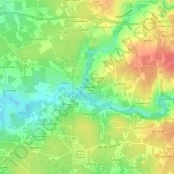 La Roseraieの地形図、標高、地勢