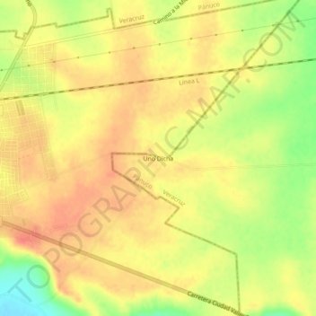 Uno Dichaの地形図、標高、地勢
