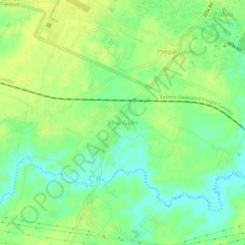Khel Gaonの地形図、標高、地勢