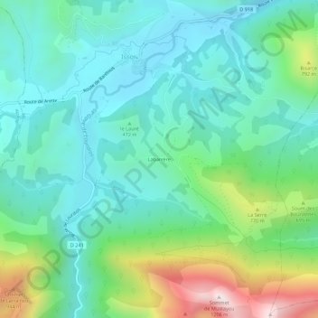 Labarrèreの地形図、標高、地勢