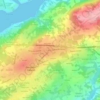 Kroaz ar Bizの地形図、標高、地勢