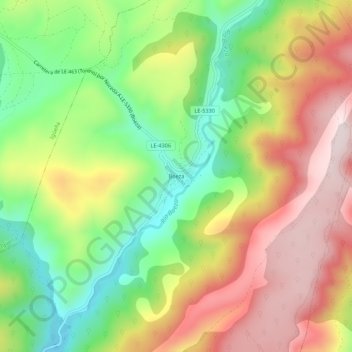 Boezaの地形図、標高、地勢