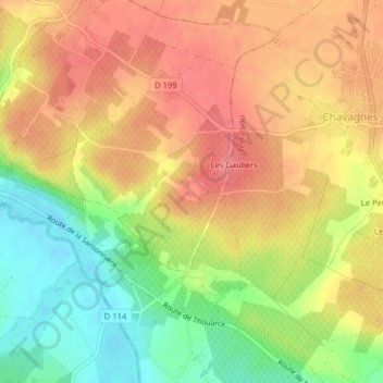 Château De Feslesの地形図、標高、地勢