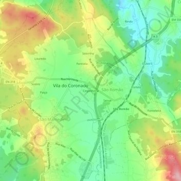 Cegonheiraの地形図、標高、地勢