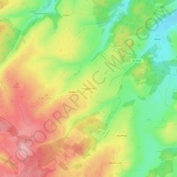Hauprechtsの地形図、標高、地勢