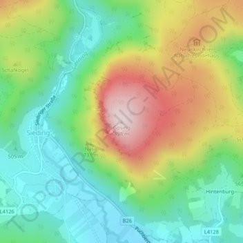 Gösingの地形図、標高、地勢