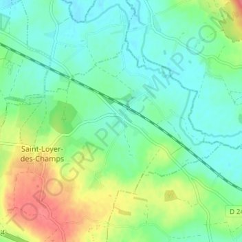 Terceyの地形図、標高、地勢