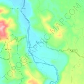 Buena Vistaの地形図、標高、地勢