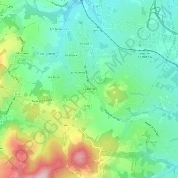 La Rivoireの地形図、標高、地勢