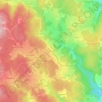 Le Bourgの地形図、標高、地勢