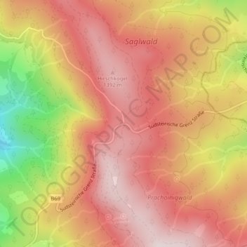 Sobothの地形図、標高、地勢
