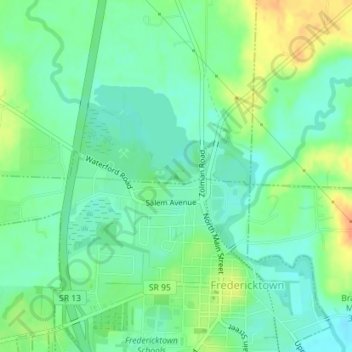 Ghost Hillの地形図、標高、地勢