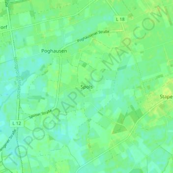 Spolsの地形図、標高、地勢