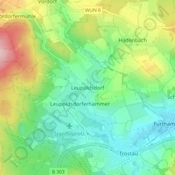 Leupoldsdorfの地形図、標高、地勢