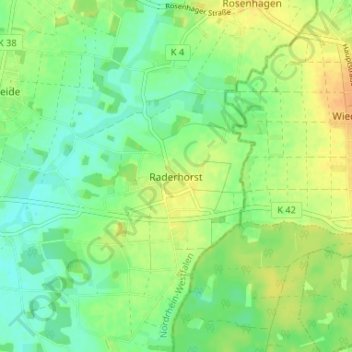 Raderhorstの地形図、標高、地勢