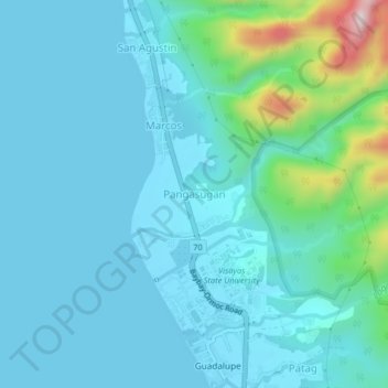 Pangasuganの地形図、標高、地勢