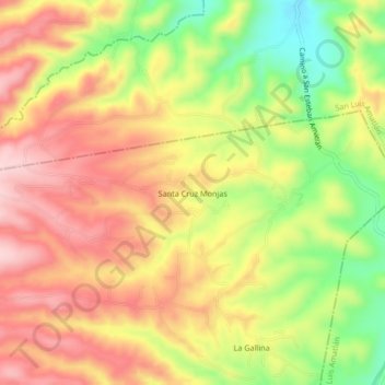 Santa Cruz Monjasの地形図、標高、地勢