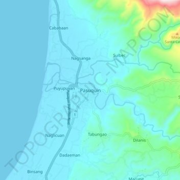 Pasuquinの地形図、標高、地勢