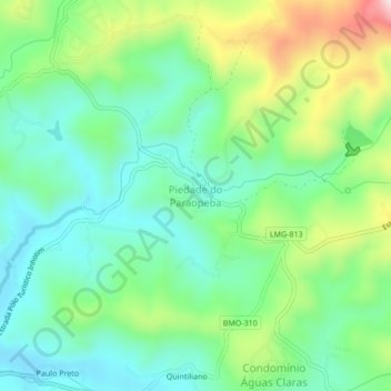 Piedade do Paraopebaの地形図、標高、地勢