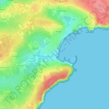 Morgatの地形図、標高、地勢