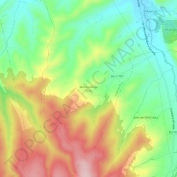 Mozoncillo de Ocaの地形図、標高、地勢