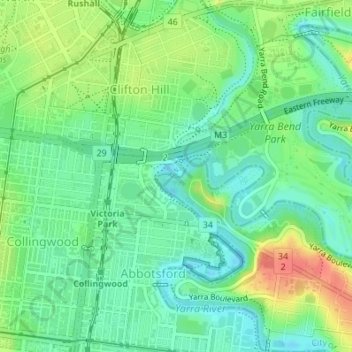 Dights Fallsの地形図、標高、地勢